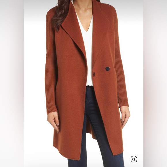 Kenneth Cole New York Jackets & Blazers - Kenneth Cole New York Knit Sleeve Wool Blend Car Coat